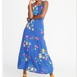 High-Neck Waist-Defined Maxi Dress